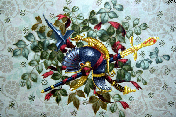 Salamander design of wallpaper in Copper King Mansion. Butte, MT.