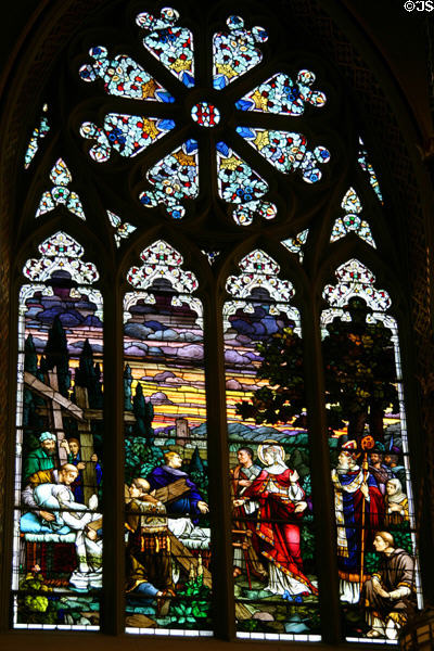 Crucifixion stained glass window of Cathedral of Saint Helena. Helena, MT.