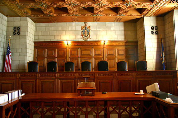 Supreme Court of Nebraska chamber in State Capitol. Lincoln, NE.