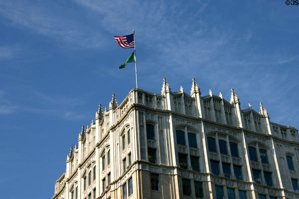 Upper corner of Lincoln Benefit Life Building. Lincoln, NE.