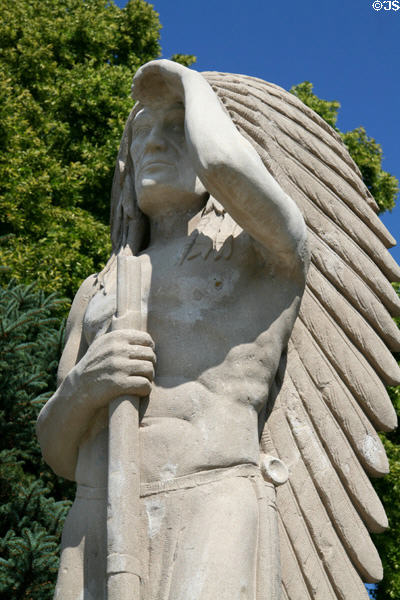 Sioux Lookout statue on heights where natives used to watch Americans moving west. North Platte, NE.