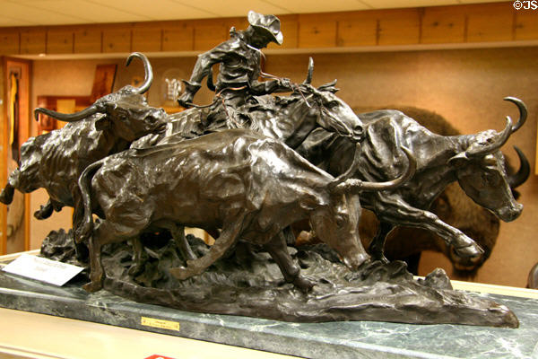 Stampede bronze sculpture by Frederic Remington at Lincoln County Historical Museum. North Platte, NE.