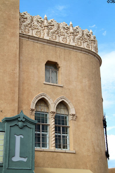 Facade details of Lensic Theater. Santa Fe, NM.