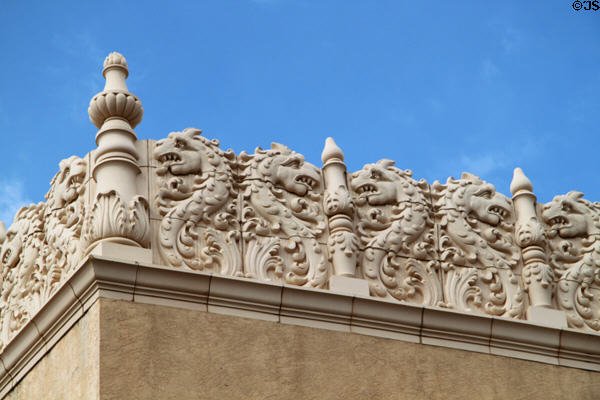Dragon roofline of Lensic Theater. Santa Fe, NM.