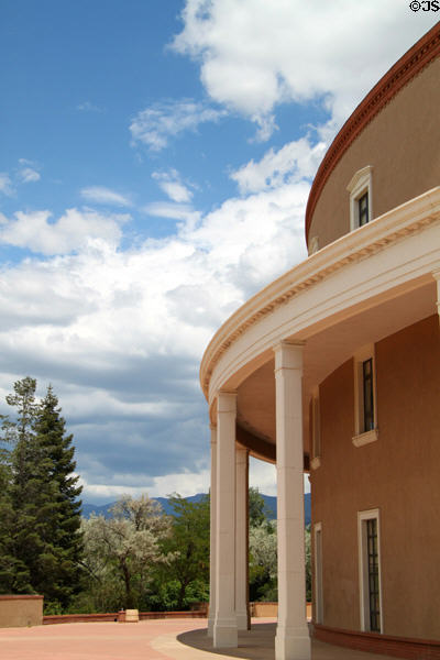 Arcade of circular New Mexico State Capitol, only round capitol in USA. Santa Fe, NM.