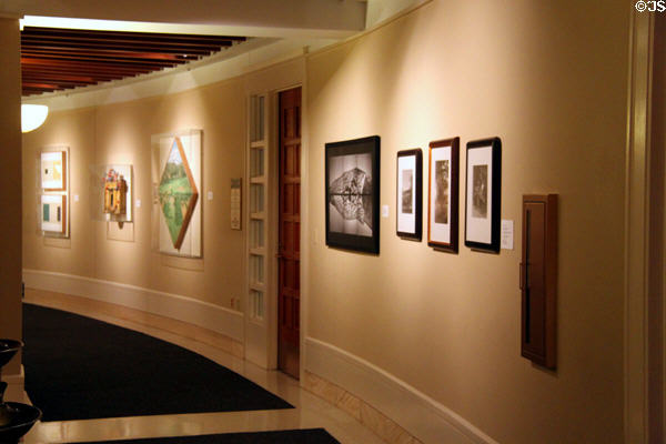 Curved corridor gallery of NM State Capitol Art Collection. Santa Fe, NM.