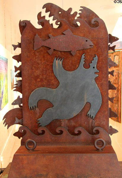 Tomb Steel sculpture by Bob Haozous in NM State Capitol Art Collection. Santa Fe, NM.