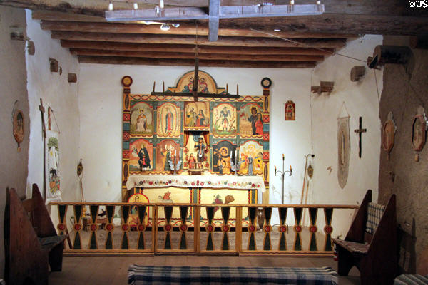 Interior of Golondrinas Chapel at Rancho de las Golondrinas. Santa Fe, NM.