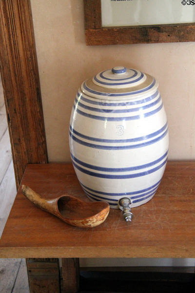 Water jug & dipper in Raton schoolhouse at Rancho de las Golondrinas. Santa Fe, NM.