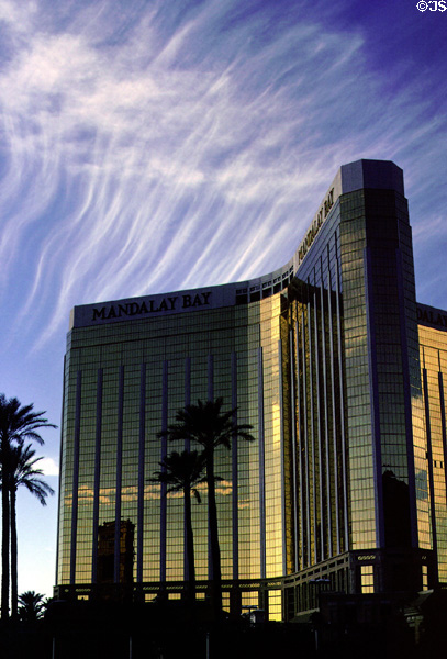 Cirrus clouds over Mandalay Bay Resort Hotel. Las Vegas, NV.