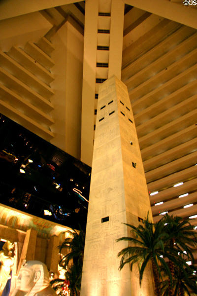 Interior atrium of pyramid of Luxor Las Vegas Hotel, the world's largest atrium. Las Vegas, NV.