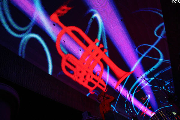 Abstract jazz show projected by Freemont Street Experience over several blocks of Freemont Street Mall. Las Vegas, NV.