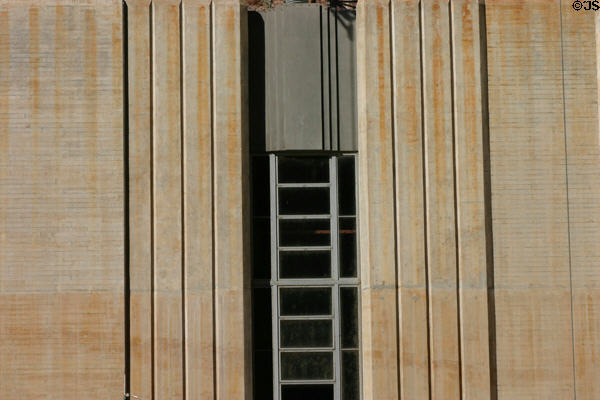 Modern lines of windows on power house at base of Hoover Dam. Las Vegas, NV.