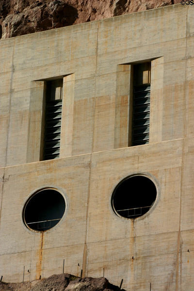 Modern openings in power house of Hoover Dam. Las Vegas, NV.