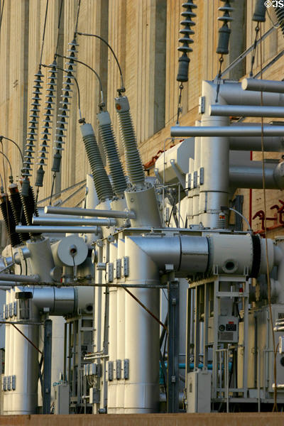 Transmission line anchors of Hoover Dam power house. Las Vegas, NV.