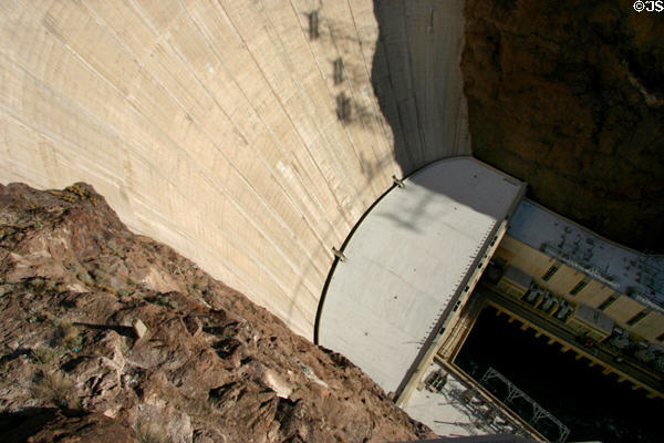 View of 726 foot tall Hoover Dam from top to bottom. Las Vegas, NV.