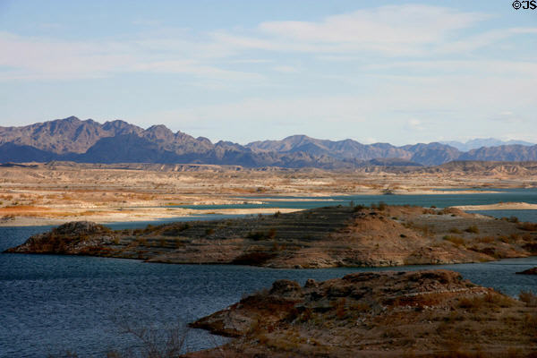 Striated island of Lake Mead. Las Vegas, NV.