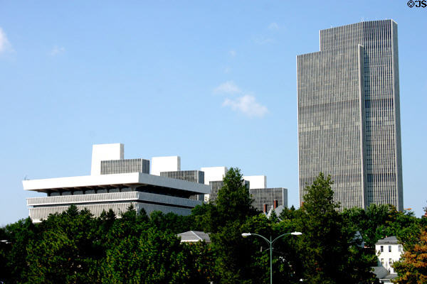 Low square Cultural Education Center plus Corning Tower. Albany, NY.