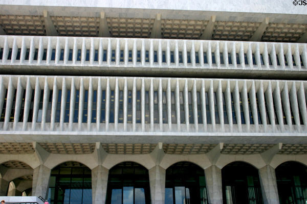 Concrete grill of Cultural Education Center. Albany, NY.