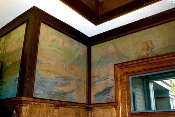 Mural of pyramids by Alex Fournier in lobby of Roycroft Inn. East Aurora, NY.