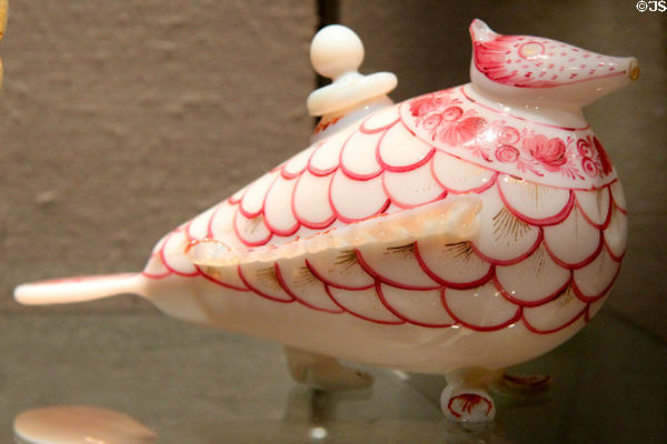 Turkish glass perfume container in shape of bird (early 19thC) at Corning Museum of Glass. Corning, NY.