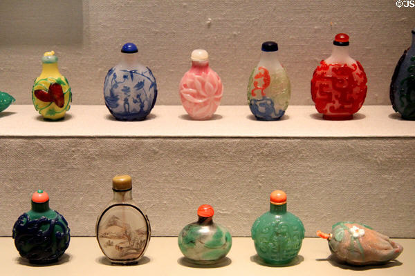 Collection of Chinese snuff bottles at Corning Museum of Glass. Corning, NY.