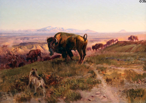 The West painting (1913) by Charles M. Russell at Rockwell Museum of Art. Corning, NY.