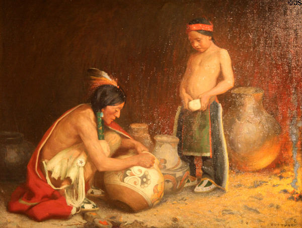 The Apprentice painting (c1915) by Eanger Irving Couse at Rockwell Museum of Art. Corning, NY.