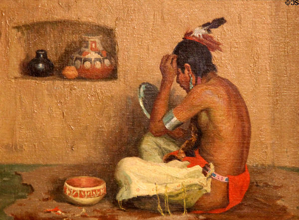 Making up Time painting (c1925) by Eanger Irving Couse at Rockwell Museum of Art. Corning, NY.
