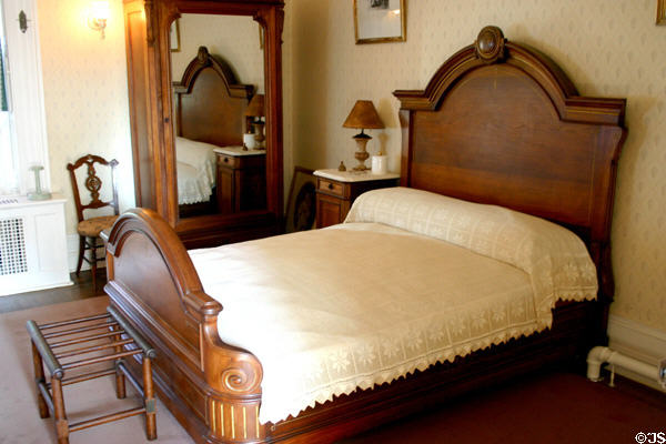 Bedroom in which FDR was born in Roosevelt home. Hyde Park, NY.