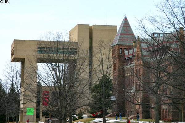 Johnson Museum of Art & Tjaden Hall on Cornell Campus. Ithaca, NY.
