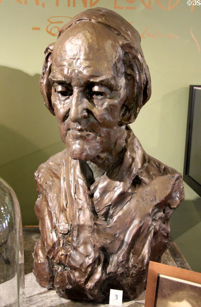 Elbert Hubbard painted plaster bust (c1900) at Roycroft Campus Powerhouse. East Aurora, NY.