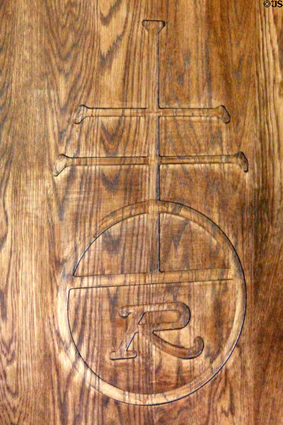 Roycroft trademark at Roycroft Inn. East Aurora, NY.