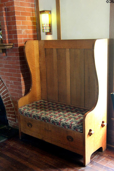 Roycroft settle bench at Roycroft Inn. East Aurora, NY.