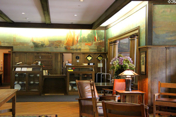 Lobby with murals (1905) by Alexis Fournier at Roycroft Inn. East Aurora, NY.
