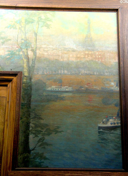 Paris lobby mural detail at Roycroft Inn. East Aurora, NY.