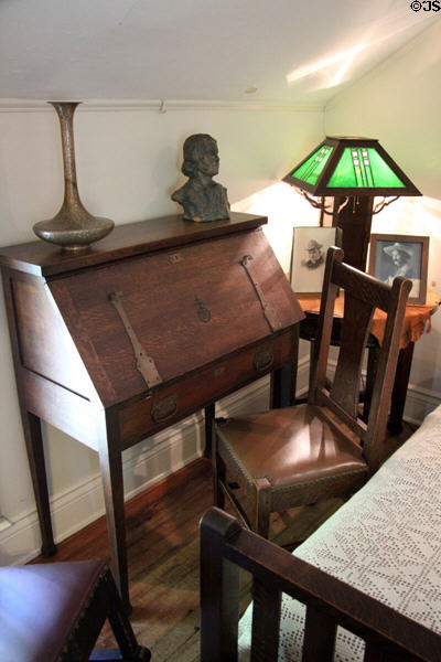 Roycroft slant-front desk & chair at Elbert Hubbard Roycroft Museum. East Aurora, NY.
