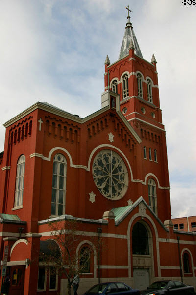 St Mary's Church (1855) with spire added (1939) on Washington Square. Rochester, NY. On National Register.