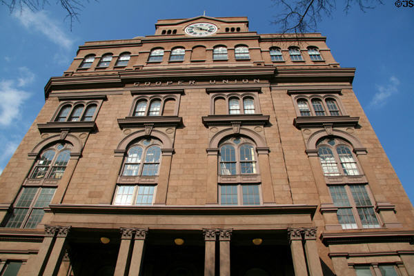 Cooper Union (1859) (Cooper Square). New York, NY. Style: Italianate. Architect: Frederick A. Peterson. On National Register.