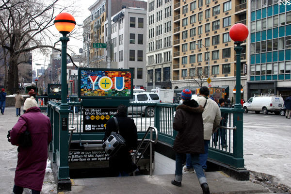 Union Square subway entrance. New York, NY.