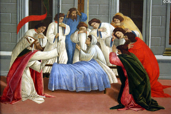 St Zenobius Resurrects a Dead Child detail of Three Miracles painting (c1500-10) by Sandro Botticelli at Metropolitan Museum of Art. New York, NY.