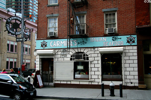 Carmine's Italian Seafood Restaurant at Front & Beekman Streets in South Street Seaport Heritage District. New York, NY.