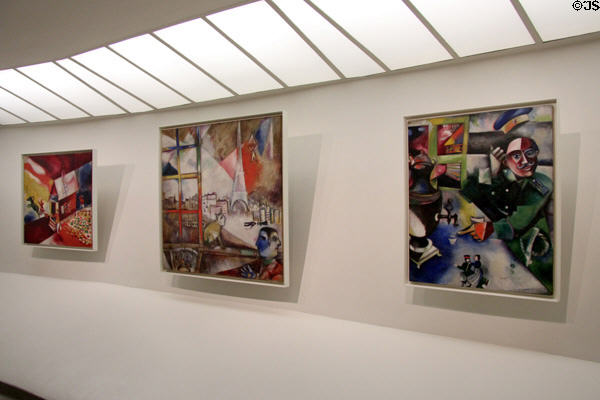 Detail of how painting are mounted on Wright's walls at Guggenheim Museum. New York City, NY.