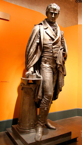 Robert Fulton sculpture (1872) by Caspar Buberl once on front of Fulton Ferry Terminal at Brooklyn Museum. Brooklyn, NY.
