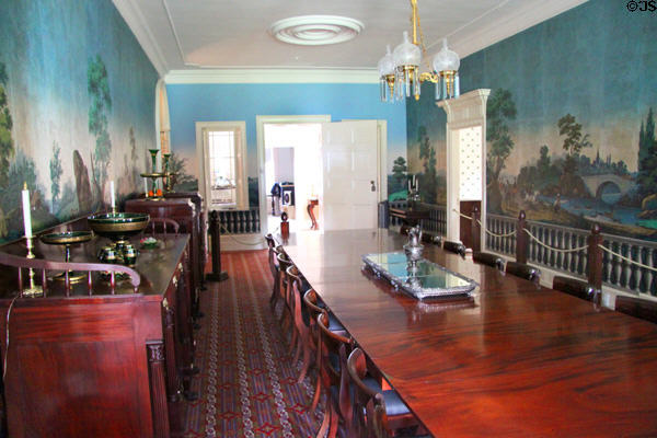 Sideboards & wallpaper of dining room at Lindenwald. Kinderhook, NY.