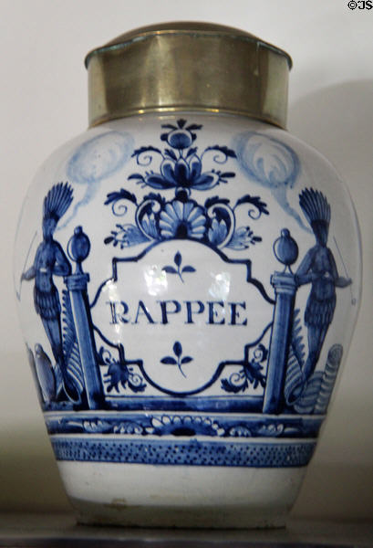 Ceramic tobacco jar at Thomas Halsey Homestead. South Hampton, NY.