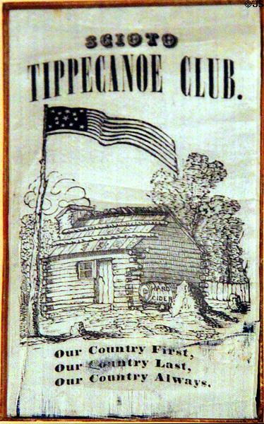 Scioto Tippecanoe ribbon part of William Henry Harrison legacy (at Hayes Presidential Center). Fremont, OH.
