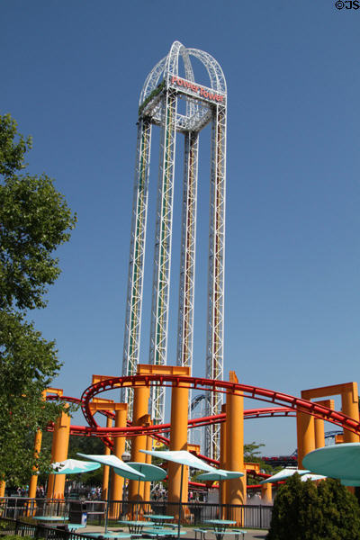 Power Tower over Iron Dragon at Cedar Point. Sandusky, OH.
