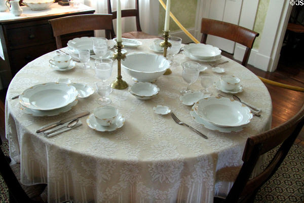 Dining room in Sayles House at Milan Historical Museum. Milan, OH.