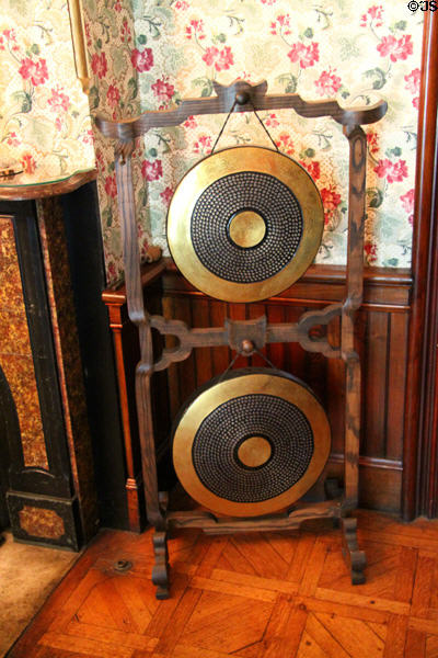 Dinner gongs in dining room at Hower House. Akron, OH.